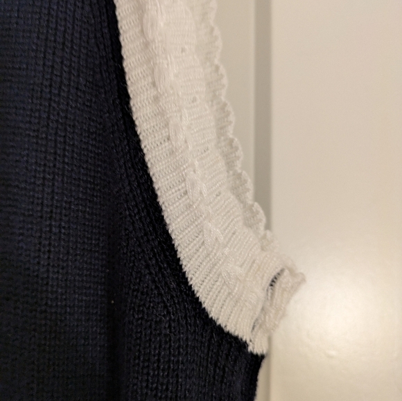 Caroline Constas L Navy And White Knit Sleeveless Dress NWT - Picture 4 of 10
